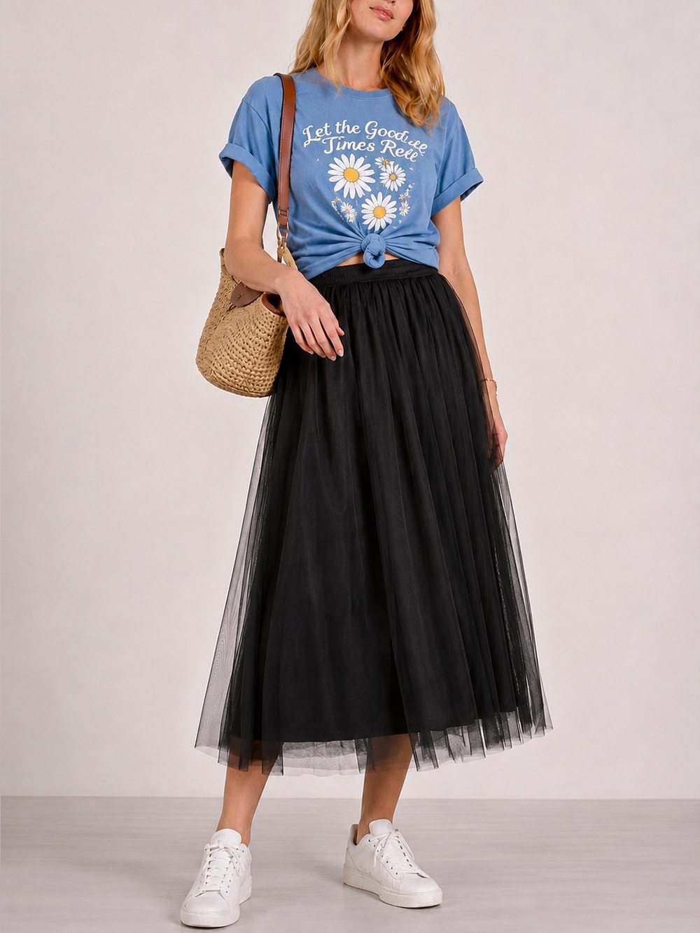 NWT Elan Black Midi Tulle Skirt